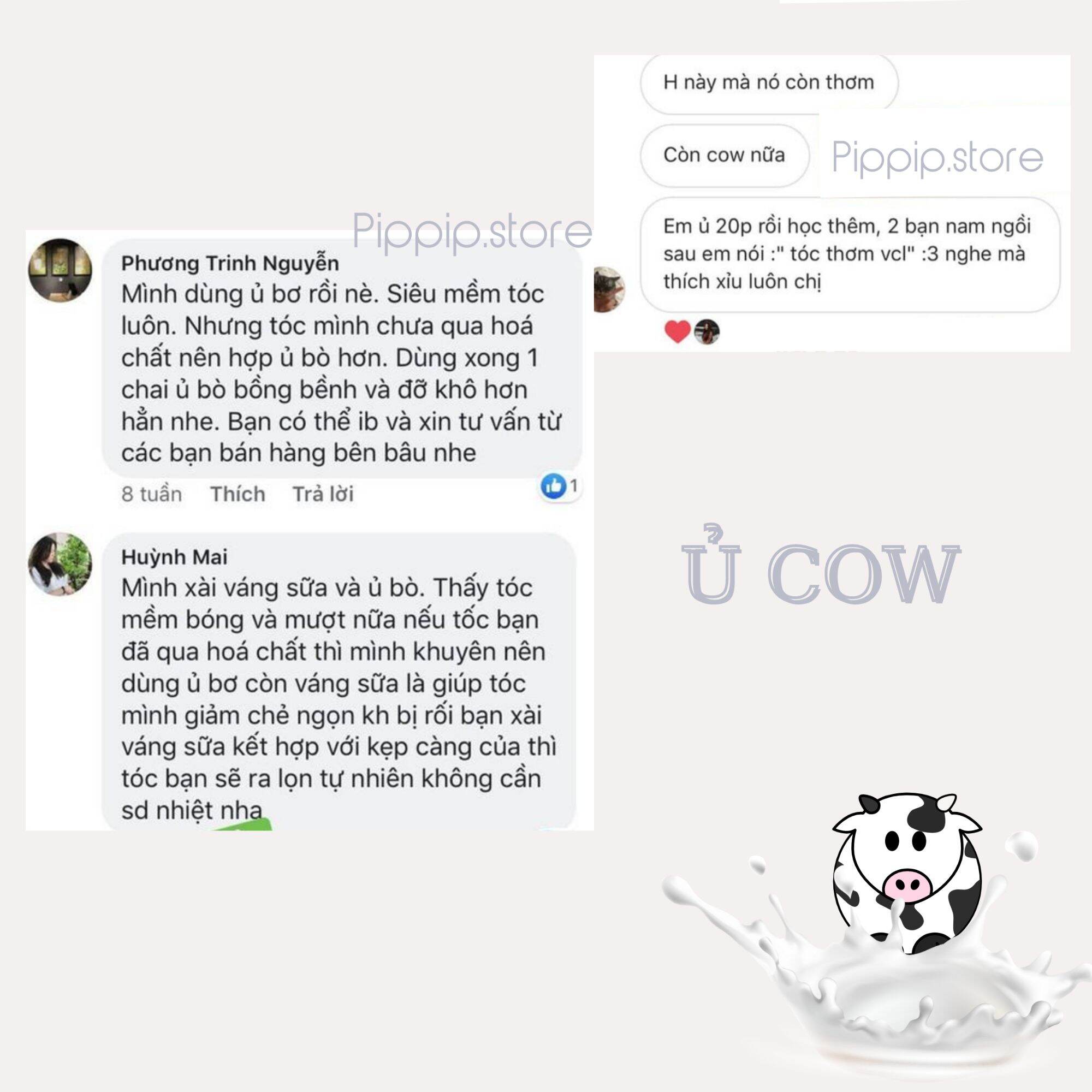 [Mua 1 tặng 1] Ủ TÓC COW (kem ủ/xả sữa bò) tặng 1 mũ chùm tóc + mask giấy @Pippip.store