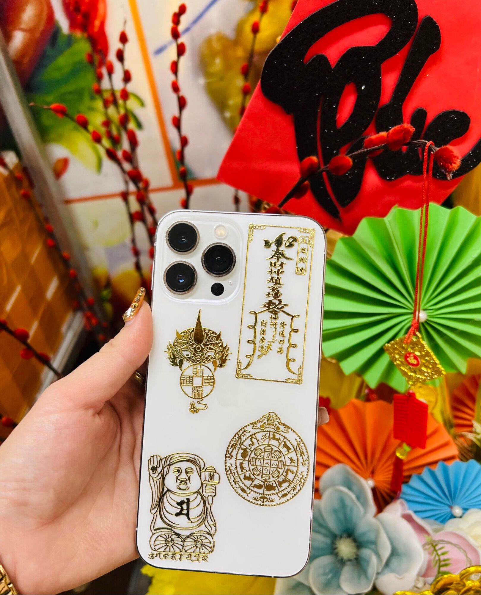 Linh phù dán lưng điện thoại- Linh phù cầu tài lộc, may mắn