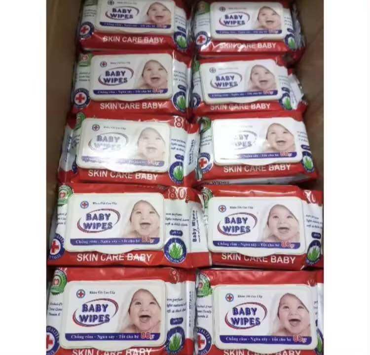 (Khăn ướt baby wipes)set 5 gói , không mùi, 1 gói 80gr
