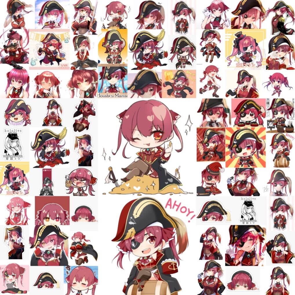 Sticker dán houshou Marine Hololive 30-60 hình ép lụa khác nhau/hình dán Hololive Houshou Marine