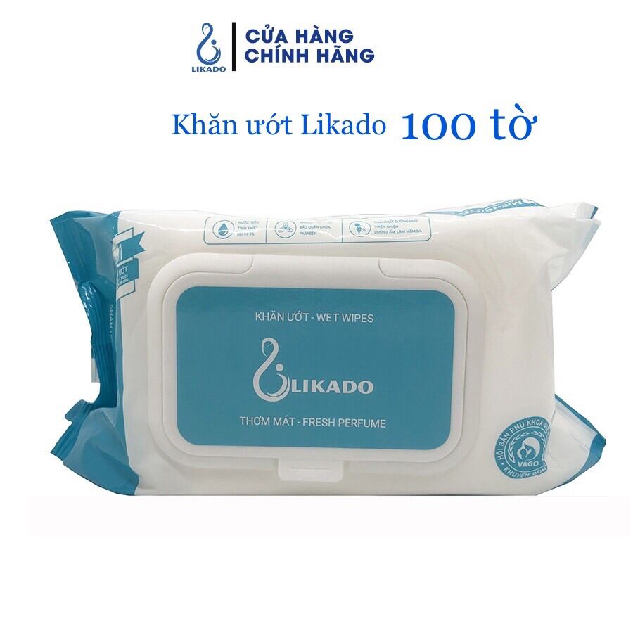 Khăn ướt không mùi Likado mềm mịn, siêu dai cho bé gói 100 tờ