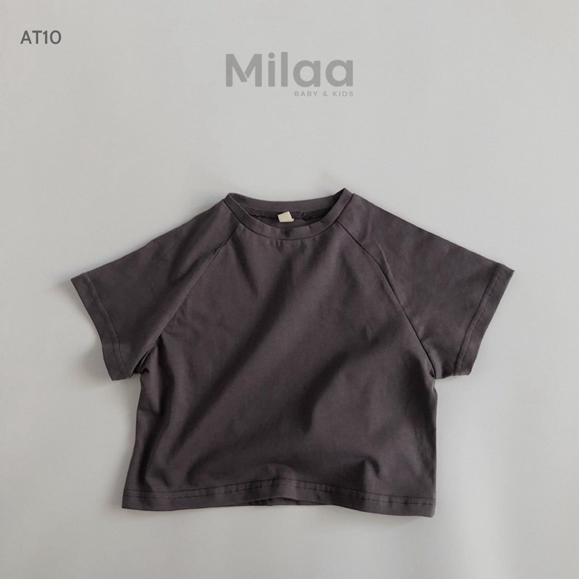 Áo thun trơn cotton cho bé trai bé gái 6 màu milaa kids at10