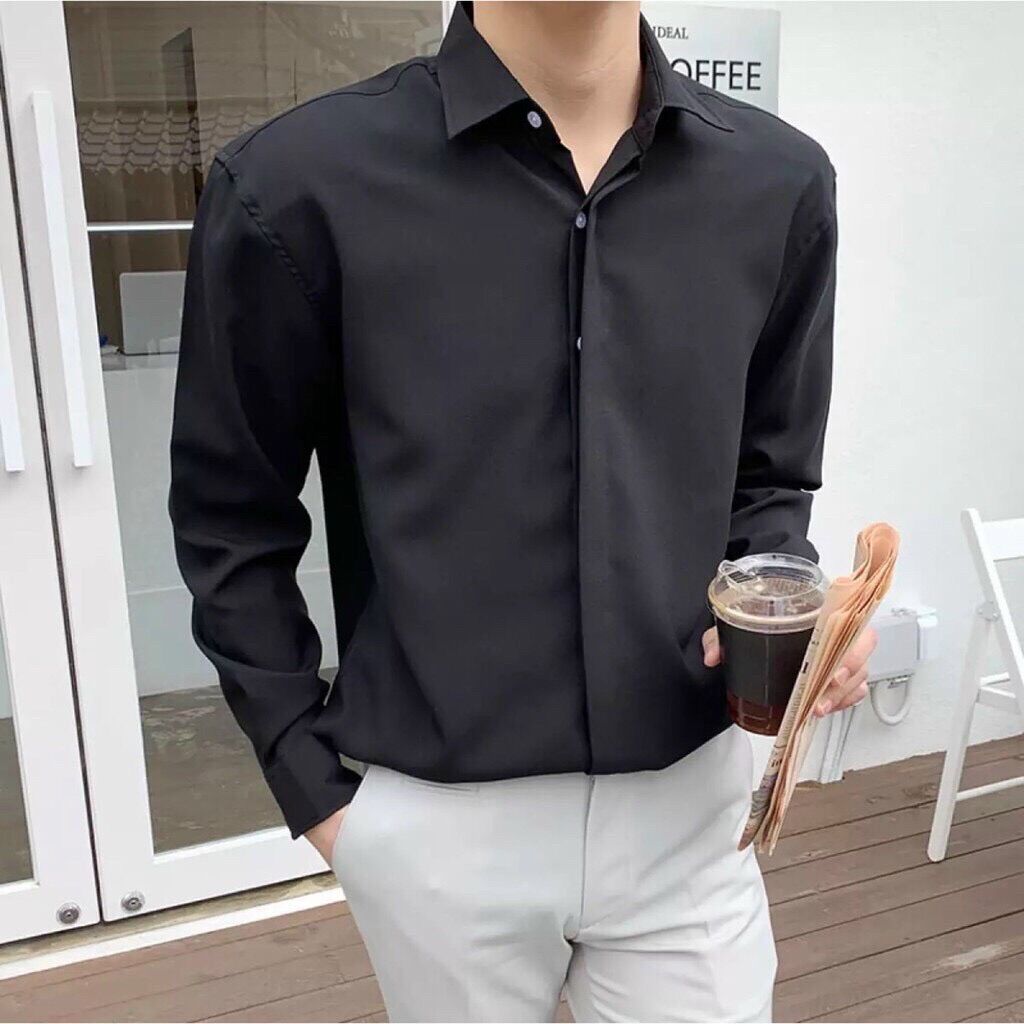 Áo sơ mi nam Dấu Cúc dài tay Hàn Quốc