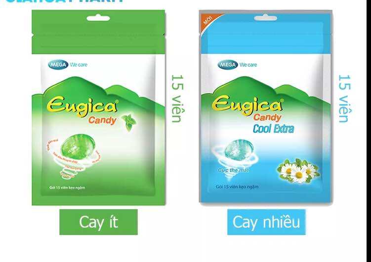 Kẹo ngậm thảo dược hỗ trợ giảm ho, rát họng EUGICA CANDY  Bịch 15 viên