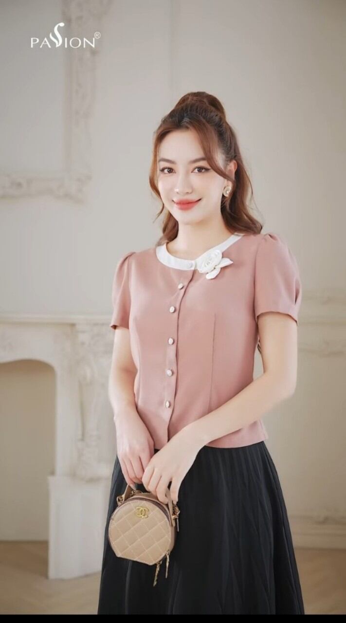 Áo kiểu nữ công sở tay ngắn