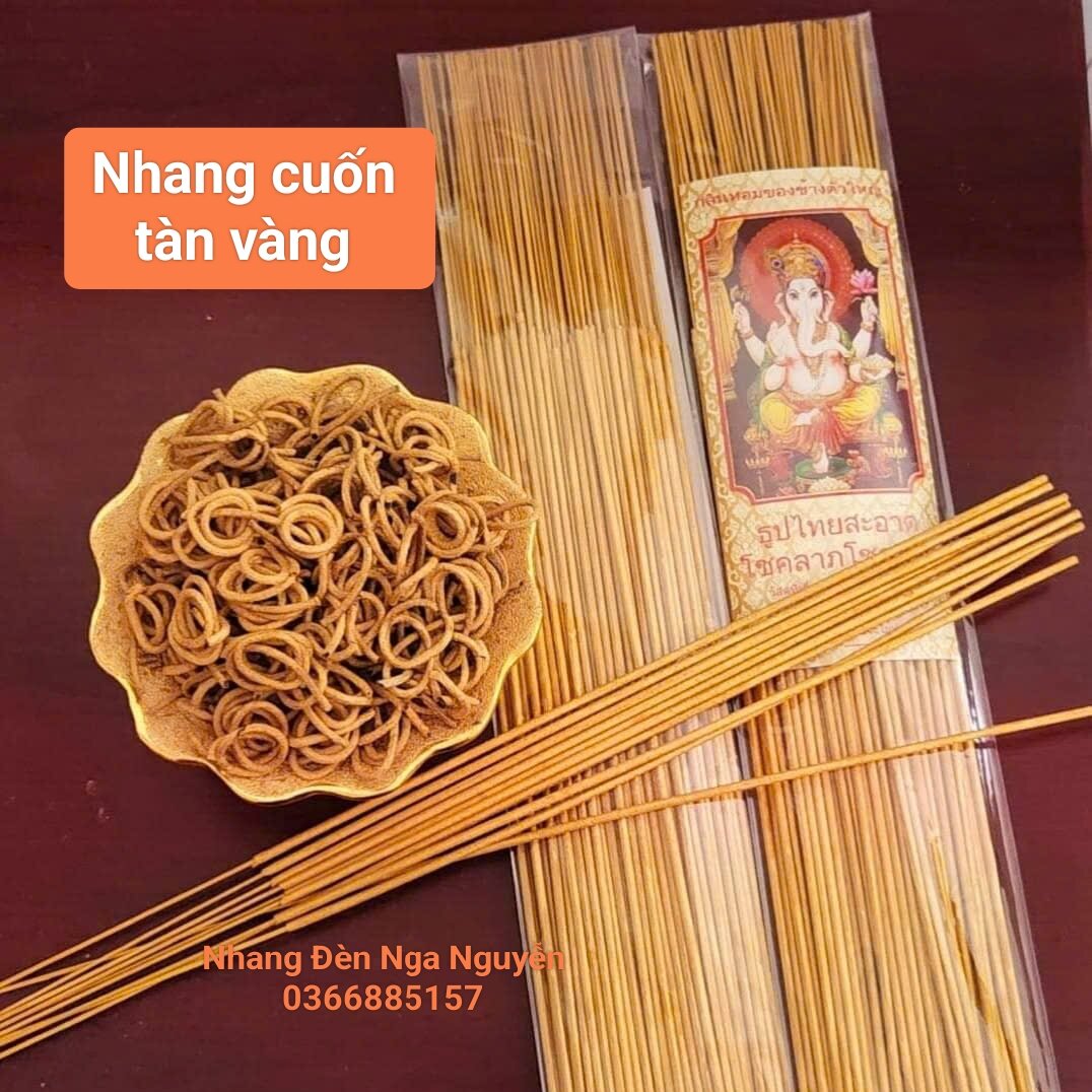 Nhang cuốn tàn vàng thơm hương Lài /Nhang Thần Tài Thái Lan tặng kèm nhang số