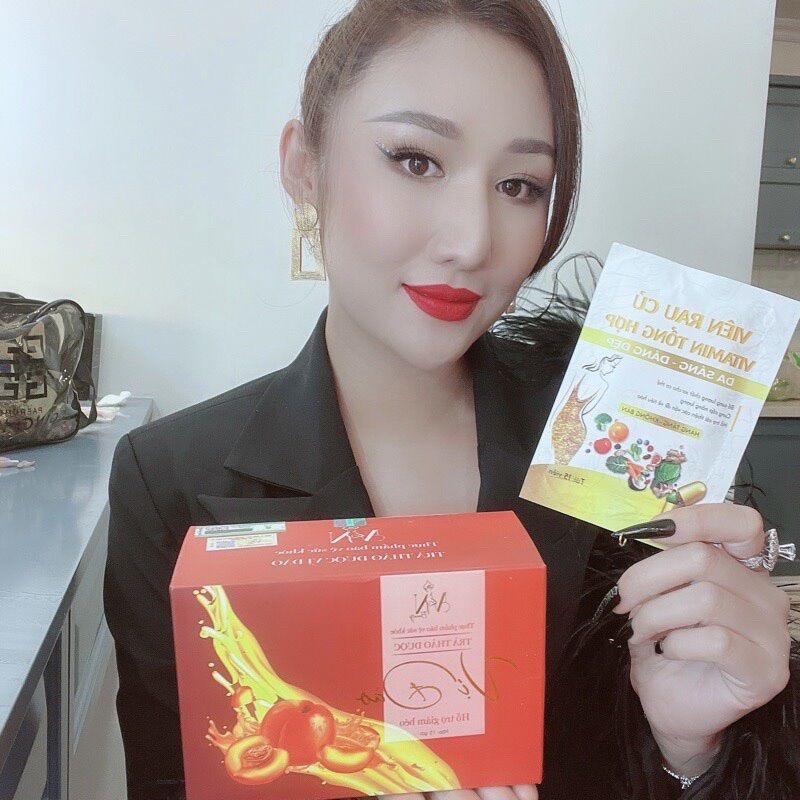 Trà đào giảm cân x3 Tặng Kèm detox (hộp 15 gói,chính hãng cty Đông Anh 100%)