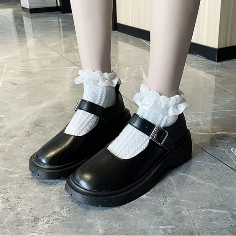 Giày bup bê nữ đê 3 phân da bóng tiêu thư mã52