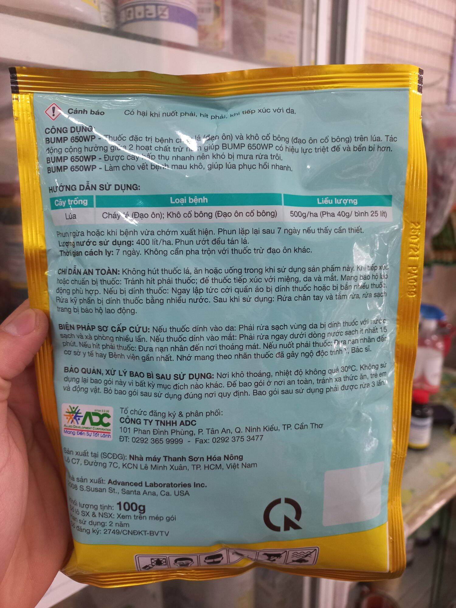 Thuốc trừ đạo ôn lúa Bump 650WP 100g