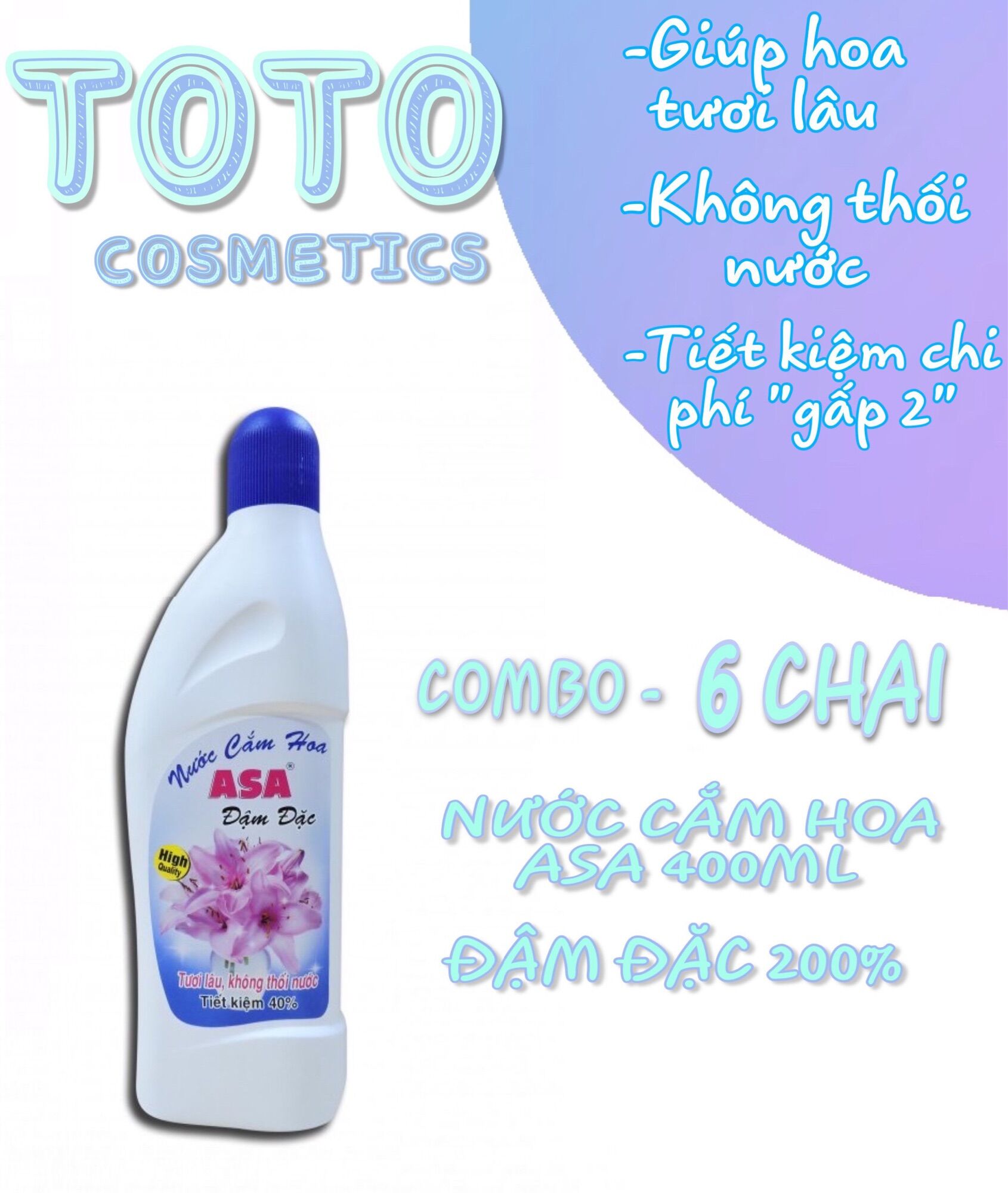 [HCM]COMBO 6 CHAI NƯỚC CẮM HOA ASA 400ML ĐẬM ĐẶC 200% GIÚP GIỮ HOA TƯƠI LÂU KHÔNG THỐI NƯỚC