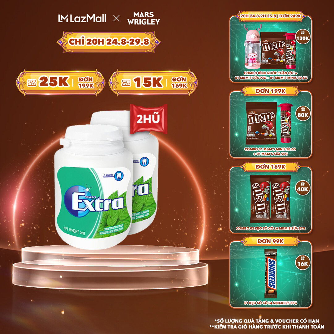 Combo 2 hũ kẹo Sing-gum không đường Extra hương bạc hà hũ 40 viên