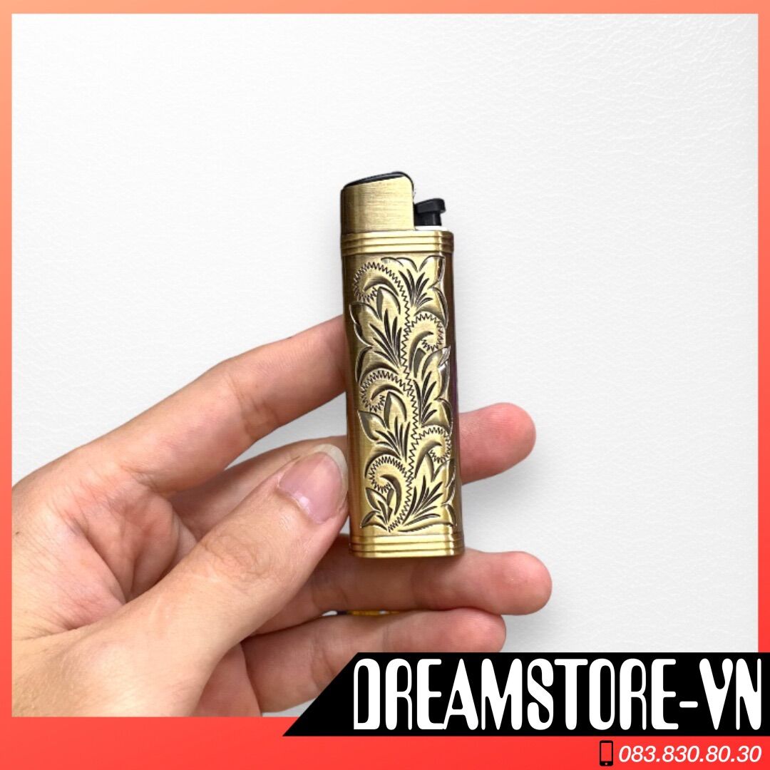 Vỏ bật lửa cricket original hoa văn kim loại - có kèm ruột