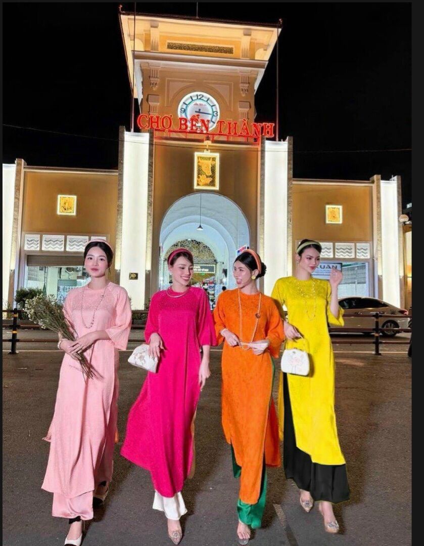 Áo dài gấm tơ suông cao cấp