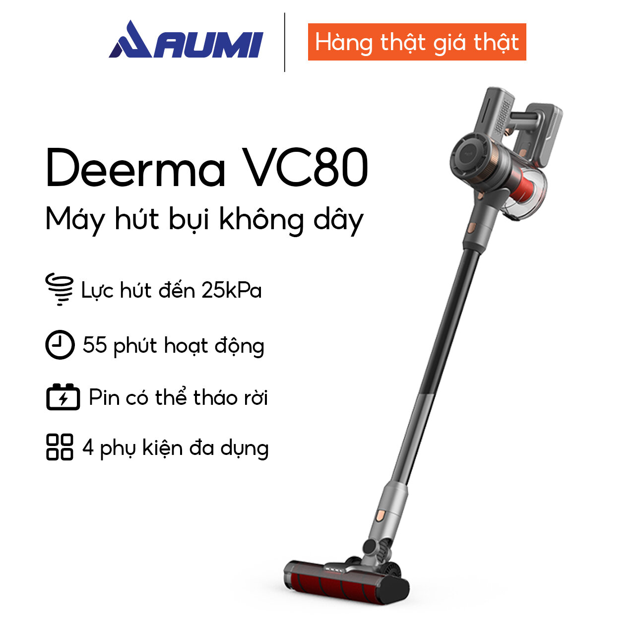 Máy hút bụi cầm tay không dây cao cấp deerma vc80