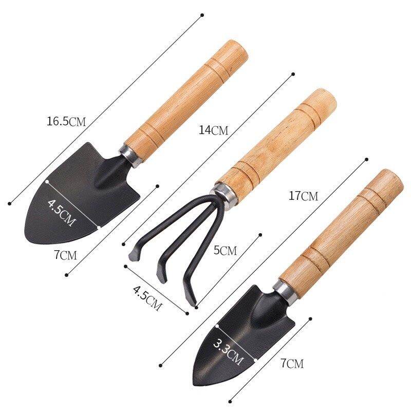 Bộ 3 dụng cụ làm vườn cán gỗ mini