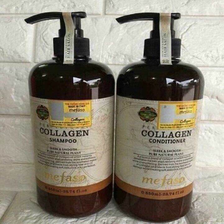 cặp dầu gội + xả mefaso colagen dùng cực thích