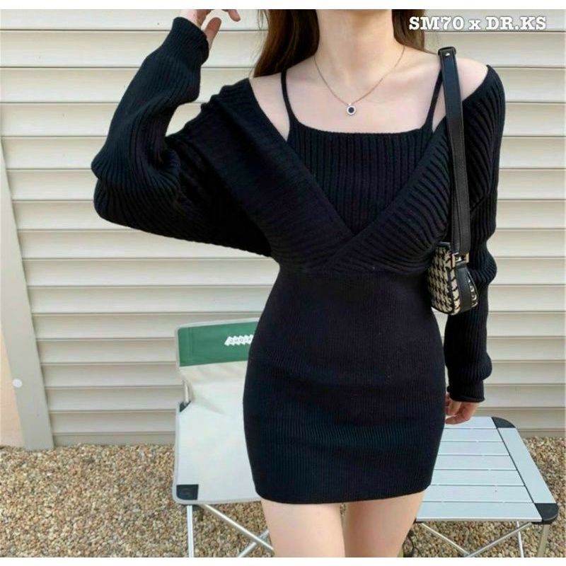 Đầm ôm phối yếm sexy Yl1