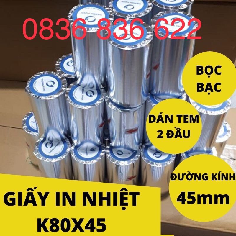 Giấy in nhiệt k80 combo 30 cuộn