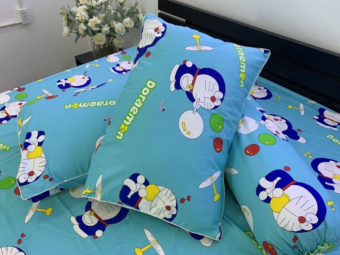 Bộ 4 món drap - áo gối cotton thắng lợi giao ngẫu nhiên