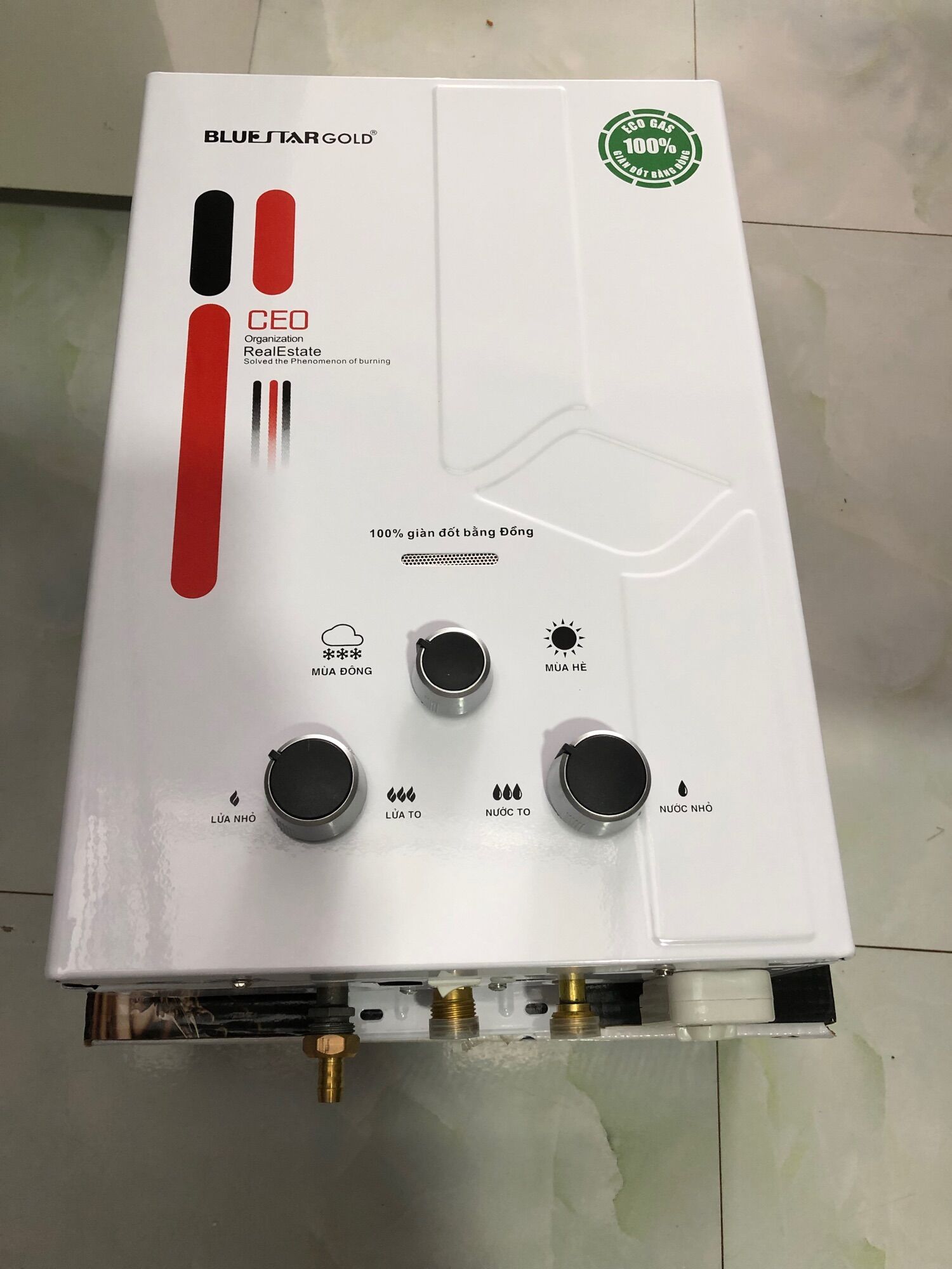 Bình nóng lạnh ga 100% được làm bằng ống đồng