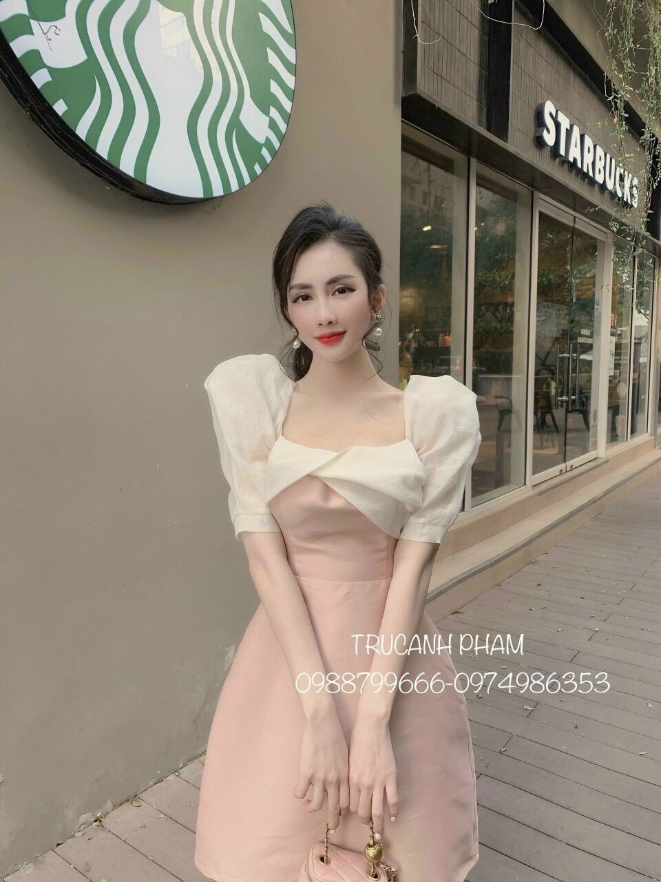 Đầm tay phồng cao cấp cho nữ dự tiệc chữ a