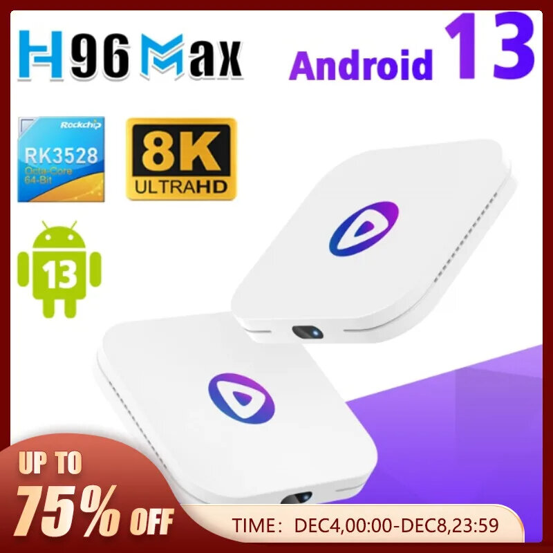 H96max M1 4k Smart Tv Box Android 13 5000+ Rockchip 3528 Quad Core 4gb Ram 16gb/32gb/64gb Bộ nhớ Emmc Bluetooth 4.0 Wifi kép tương thích HDMI 2.0 Có bộ điều khiển từ xa