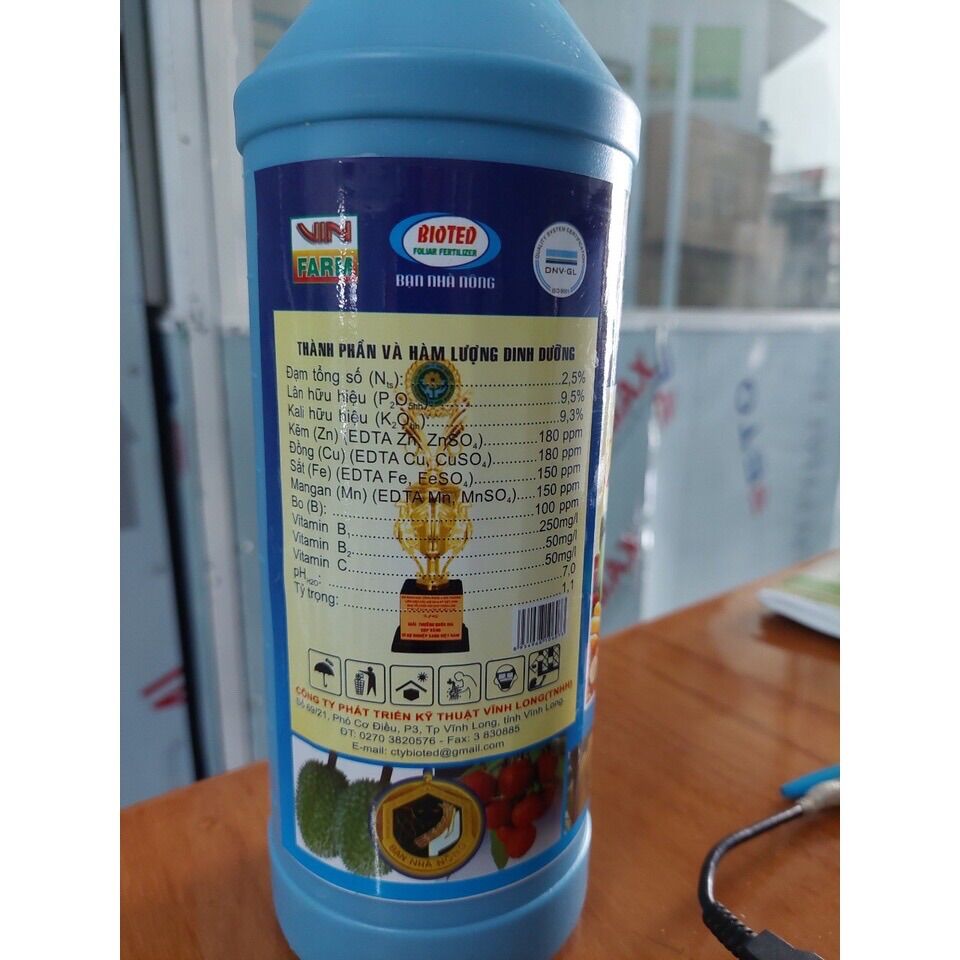 Phân bón sinh học BIOTED 603 chai 1lit
