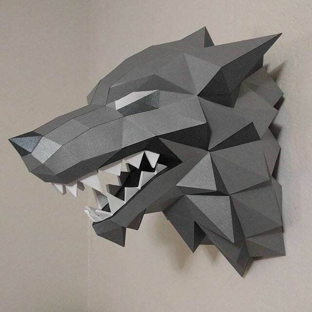 [HCM]Mô hình giấy đầu sói treo tường Stark Direwolf Sigil [Game of Thrones]