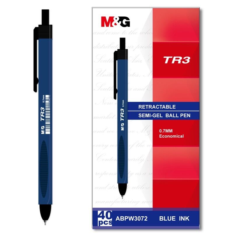 Bút bi đầu bấm M&G TR3 0.7mm, bút bi dầu TR3 viết trơn mực đều nét đẹp không nhoè