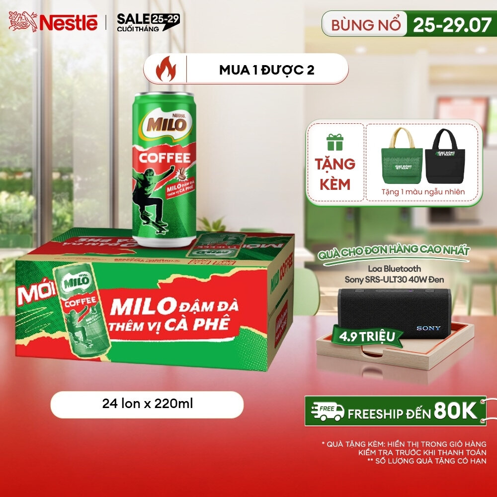 Sữa Lúa Mạch Nestle Milo Pro Cà Phê Lon 4(6x220ml)
