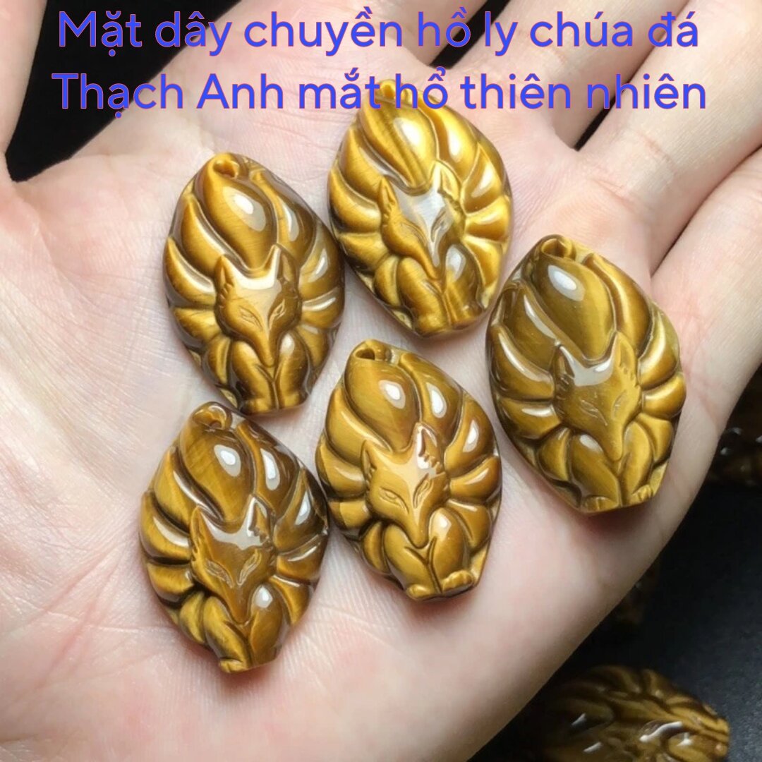 Mặt dây chuyền hồ ly chúa đá thạch anh mắt hổ màu vàng