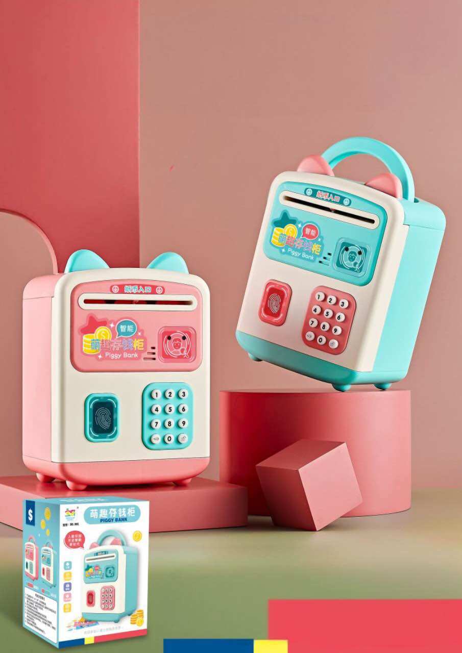 Két sắt cho bé mở khoá bằng vân tay và mật khẩu. Két Sắt Mini Thông Minh Tai Thỏ Có Tay Cầm