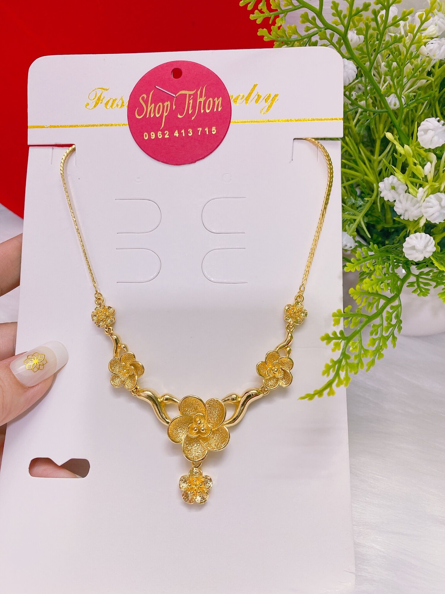 Dây chuyền hoa cưới mạ vàng 24k mẫu mới cực đẹp