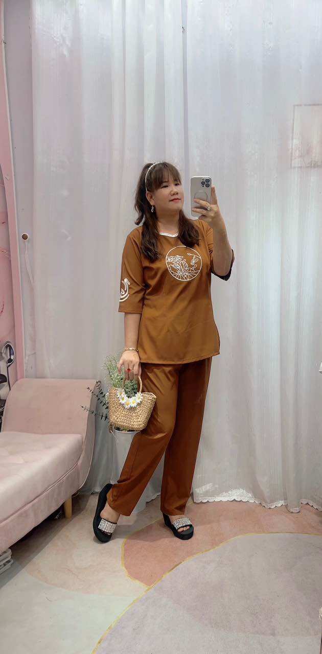 ĐỒ LAM BIGSIZE Nữ ( Bộ lam thêu chữ Tâm 68-95kg)