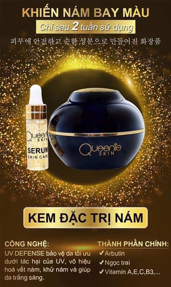 Kem dưỡng làm mờ nám, thâm sạm tàng nhang queenie skin, chất kem nén 35gr giúp sáng da, mờ thâm nám