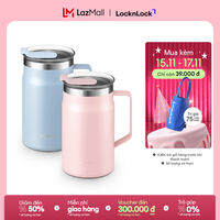 Ca nước giữ nhiệt Lock&Lock Metro Table Mug 600ml LHC4282 - Có tay cầm, nắp trong suốt, giảm đổ mồ hôi ngoài thành bình - Hàng chính hãng