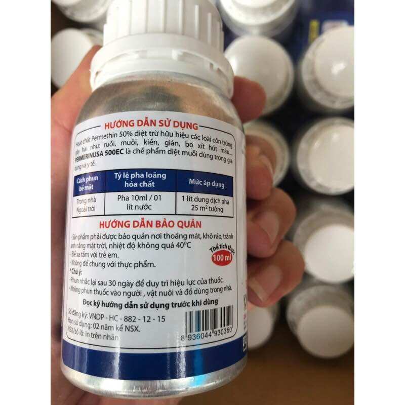 Thuốc diệt muỗi- kiến- gián Permethrin 500EC Per 500EC 100ml..