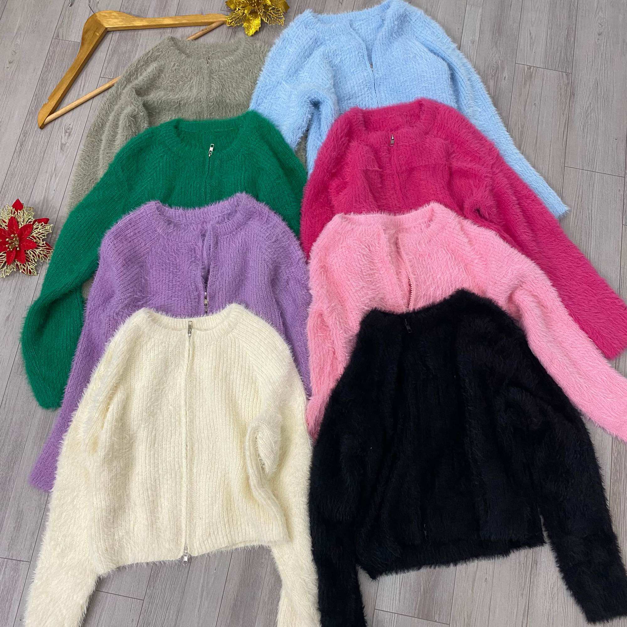 Áo len lông khóa kéo dáng croptop(kèm ảnh thật và video)