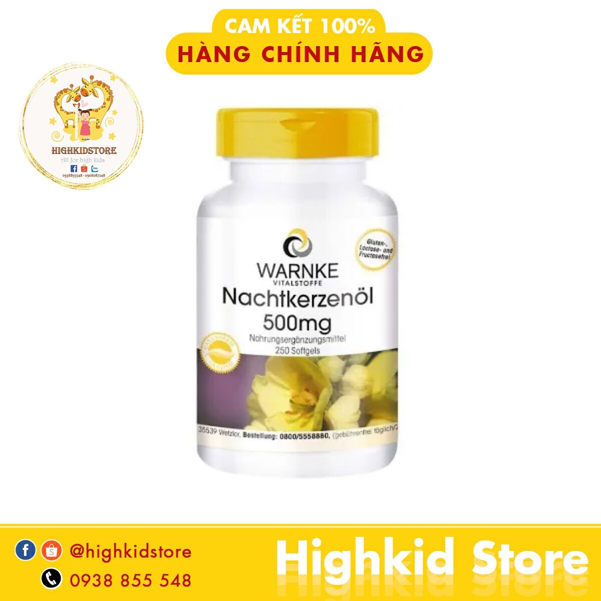 Tinh Dầu Hoa Anh Thảo Đức Warnke Nachtkerzenol 500mg lọ 100 viên