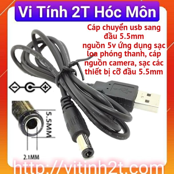 0cáp chuyển đổi usb sang 5.5mm nguồn 5v, Cáp kết nối USB sang nguồn DC 5V