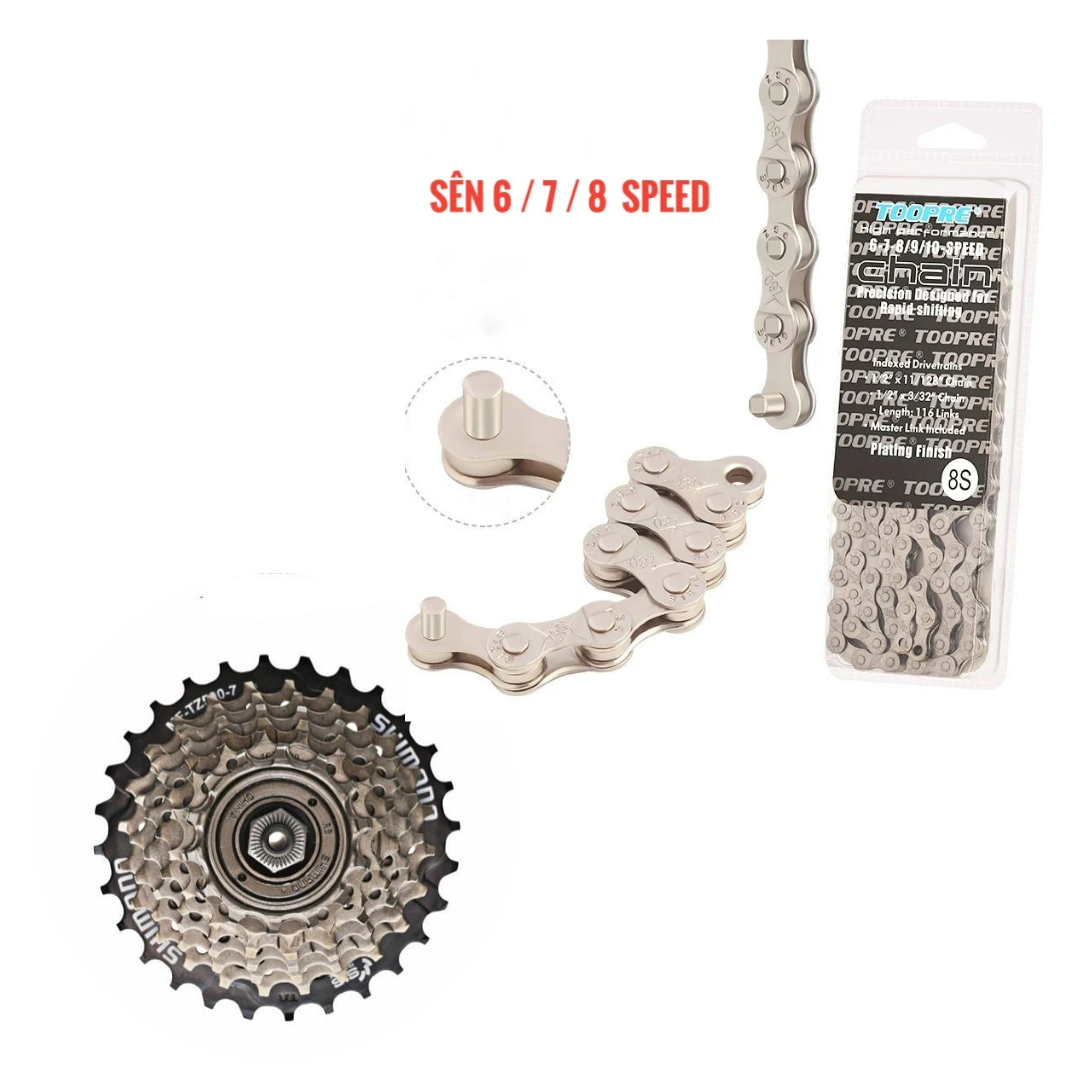 [HCM]Combo Líp 7 tầng xe đạp shimano và sên xích xe đạp Toopre/YBN/Shimano 678 Speed