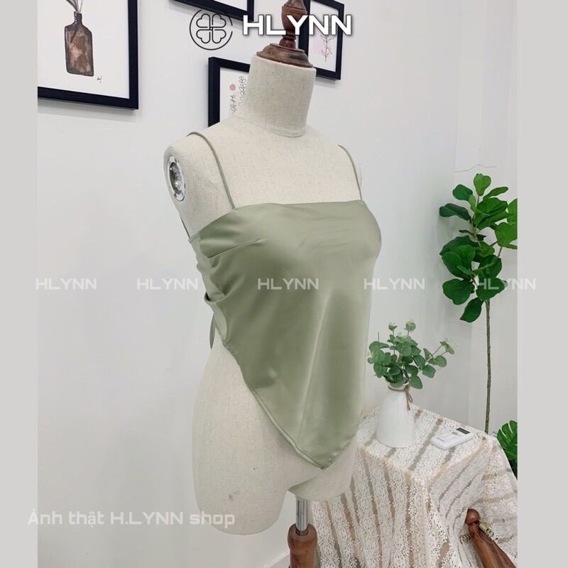 M129 Áo lụa hai dây vạt khăn buộc nơ có mút ngực