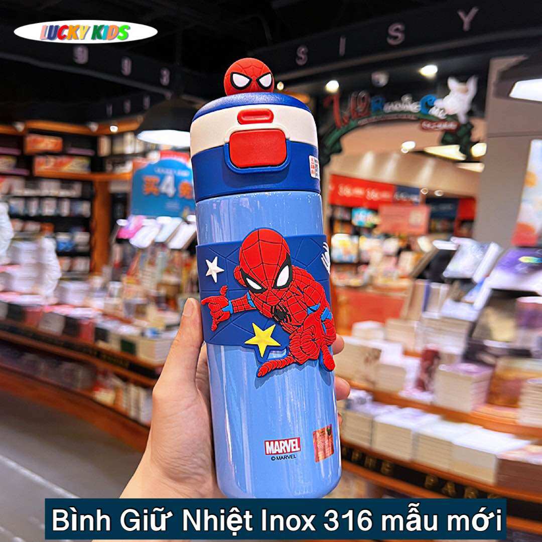 BÌNH GIỮ NHIỆT INOX 316 SPIDERMAN NẮP UỐNG 2 in 1