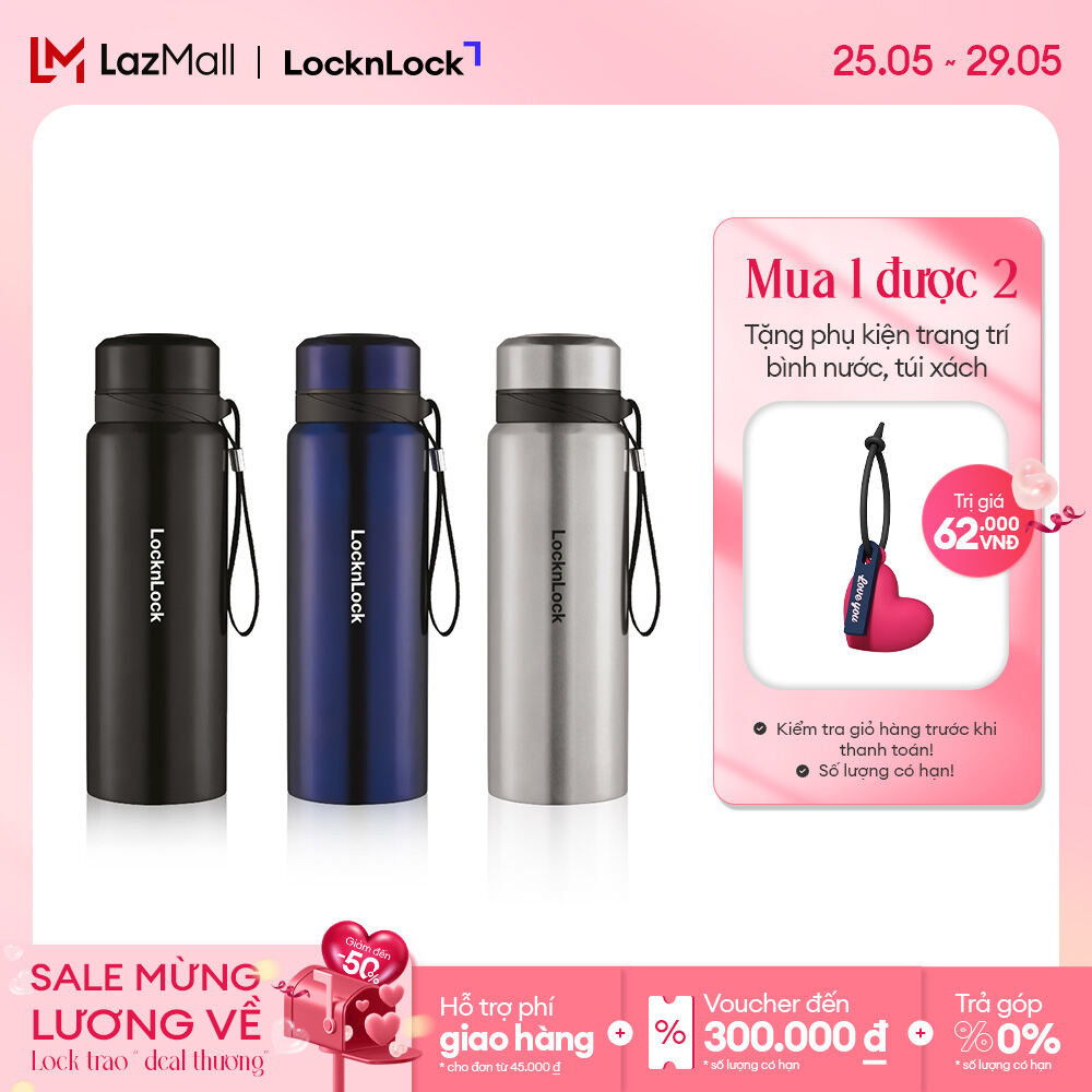 LHC6180 - Bình giữ nhiệt Lock&Lock Vacuum Bottle 800ml Thép không gỉ - Có dây xách, nhỏ gọn, giữ nhi