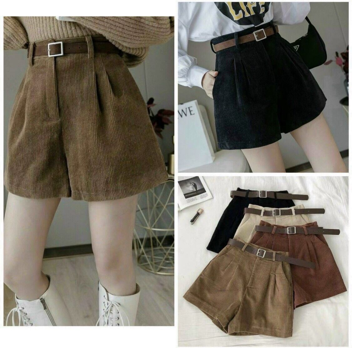 Quần Short Nhung Tăm Không Kèm Đai