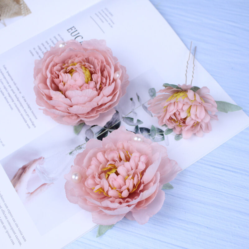 Kẹp tóc hoa lụa hán phục trâm cài tóc trâm cài tóc trâm cài tóc mẫu đơn ngọc trai cổ trang phụ kiện tóc cô dâu phong cách đường phụ kiện tóc chân dung hoa lụa phong cách cổ xưa