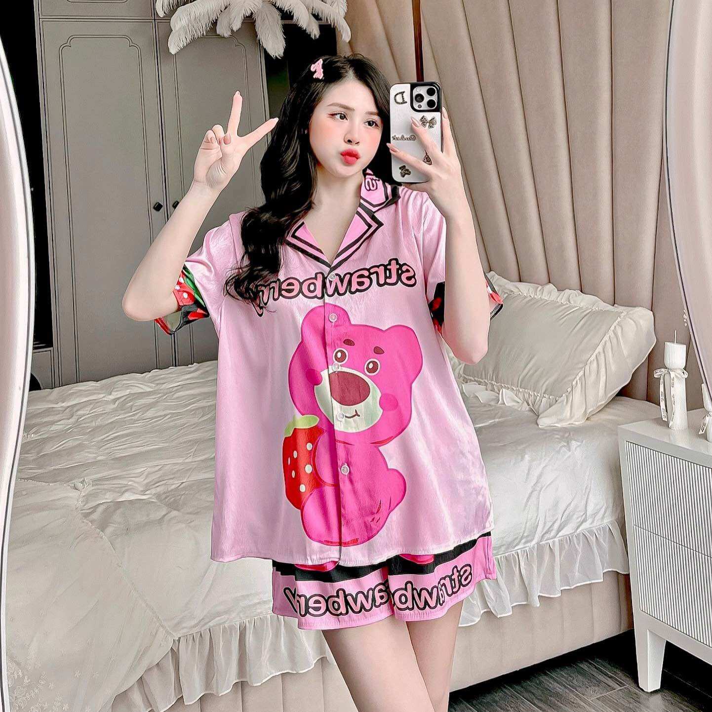 (55-100kg) Đồ Bộ Bigsize Lụa Xước Ánh Kim - ĐÙI