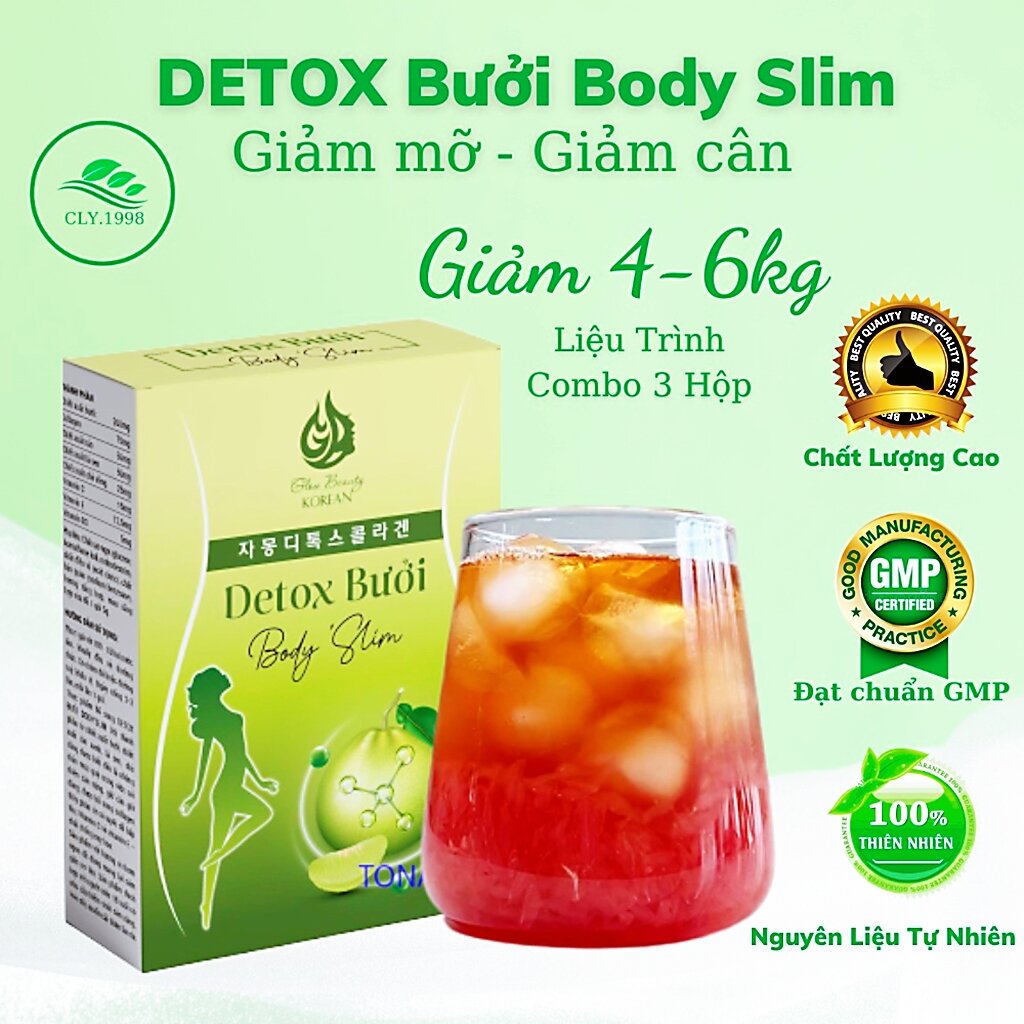 Hộp 15 gói trà giảm cân detox bưởi body slim , chiếc xuất từ bưởi da xanh , bổ sung collagen và vitamin c