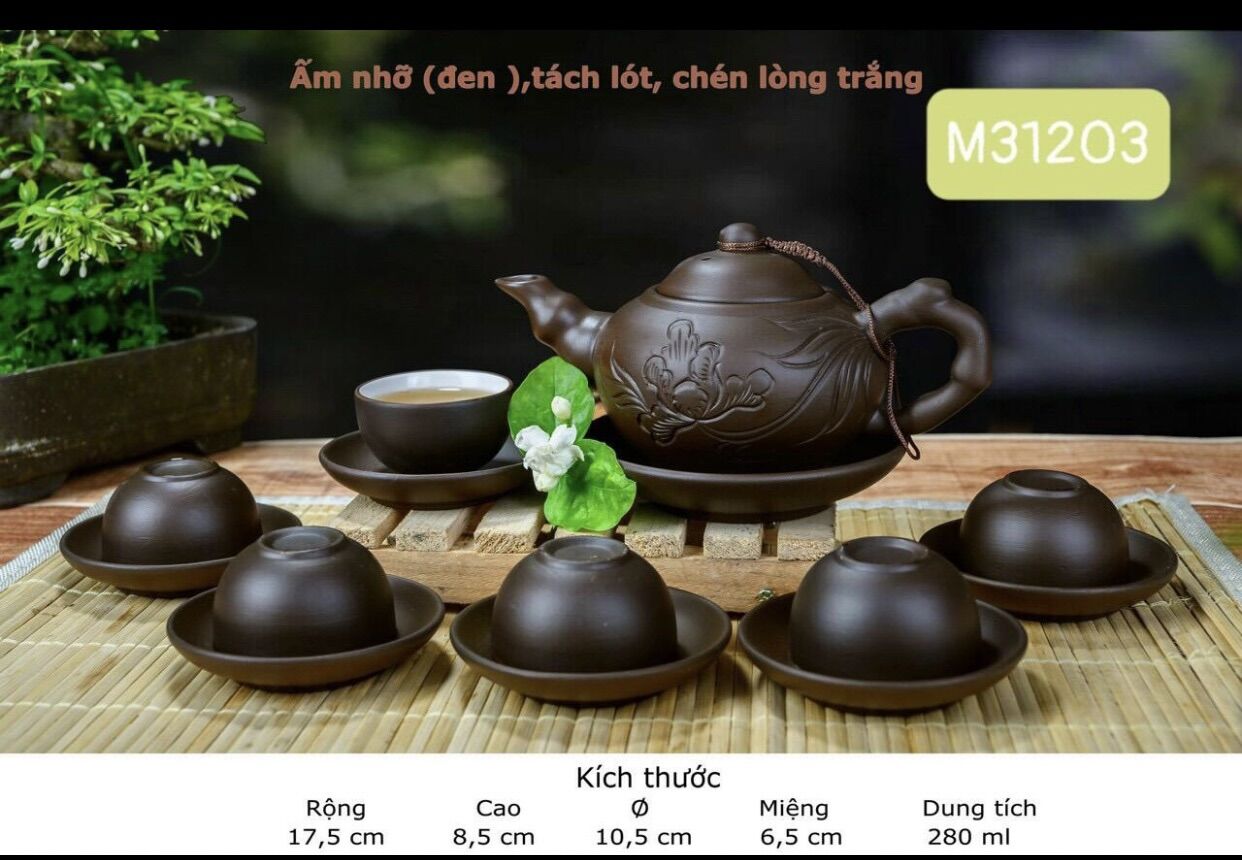 Bộ ấm trà Tử sa. Gốm sứ Bát Tràng