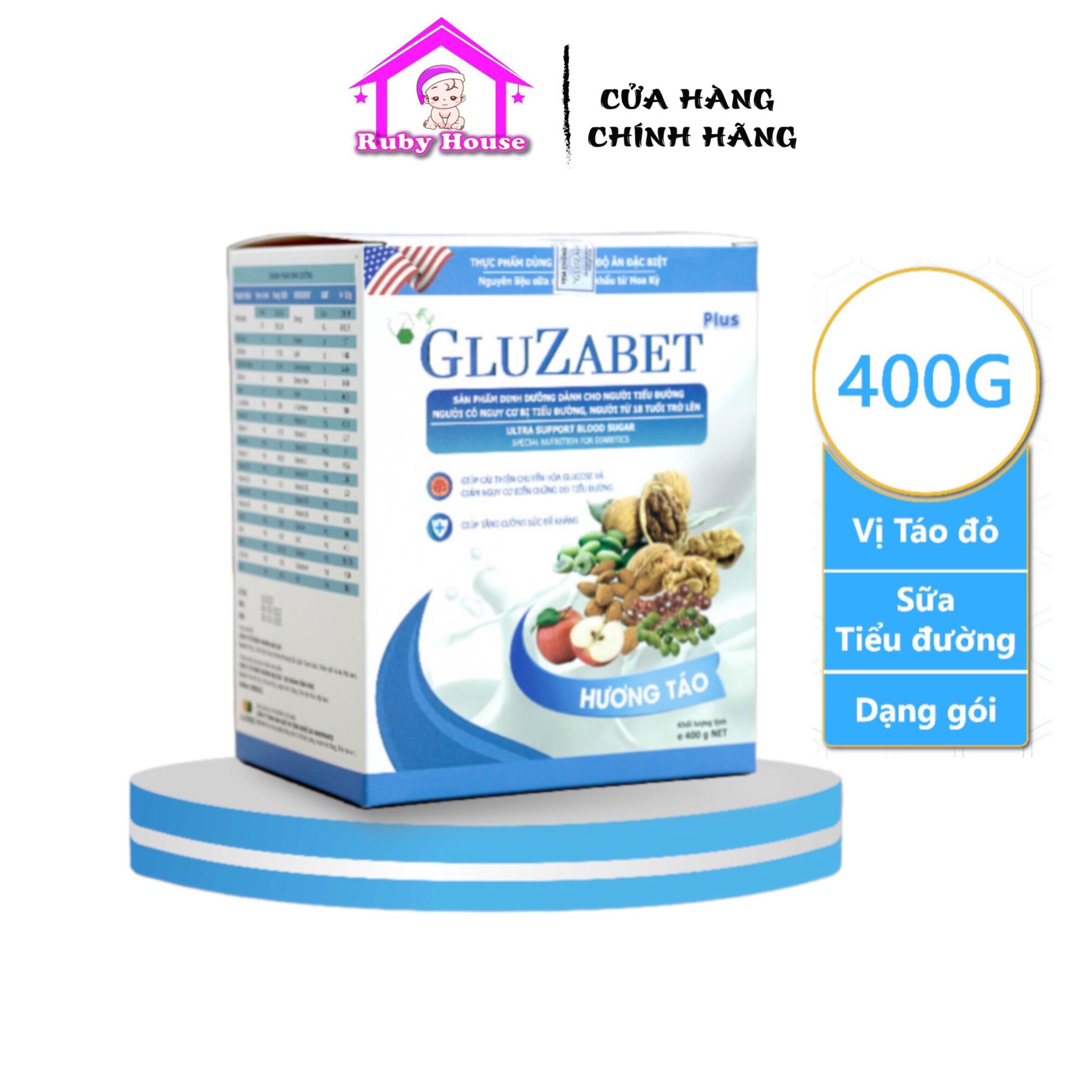 [HCM][ Chính hãng] Sữa non tiểu đường Gluzabet hộp giấy  400g